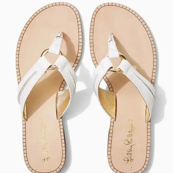 Lilly Pulitzer Mckim Women’s White Leather Sandals Size: 8.5 - Picture 11 of 11